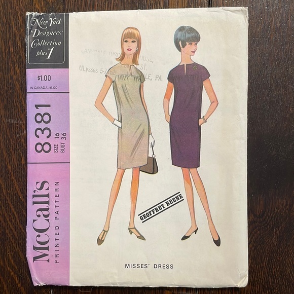 McCall’s Geoffrey Beene Misses’ dress pattern 8381 - Picture 1 of 5